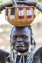 Portrait of a Mursi woman in Ethiopia Royalty Free Stock Photo