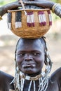 Portrait of a Mursi woman in Ethiopia