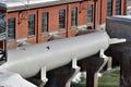 Hydroelectric power plant. Close up on penstock.