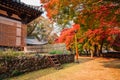 Magoksa temple with autumn maple in Gongju, Korea Royalty Free Stock Photo