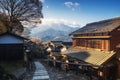 Magome juku town at sunrise, Kiso valley