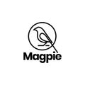 Magpie bird line modern minimalist geometric logo design vector