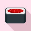 Maguro sushi roll icon, flat style