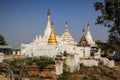 White stupas, Maha Aung Mye Bonzan monastery, ancient cities, Inwa, Mandalay region, Myanmar