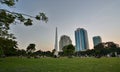 Maha Bandula park at dusk. Yangon. Myanmar Royalty Free Stock Photo