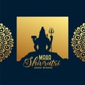 maha shivratri festival golden card with shiv shankar design