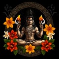 Maha shivratri illustration of trishul damru and flowers with black background shivratri post