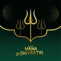 Maha shivratri religious greeting with golden trishul design