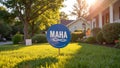 Maha sign in suburban lawn with sunlit background Royalty Free Stock Photo