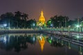 Maha Wizaya Pagoda at night, Yangon