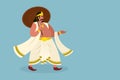 Illustration of King `Mahabali` holding umbrella with copy space