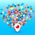 Mahachkala, Russia - October 2, 2016. Periscope app for video chat logo with hearts vector illustration on blu