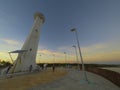 Mahahual lighthouse sunset in Costa Maya of Mayan Mexico