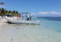 Beach with boats in Mahahual, Mexico Royalty Free Stock Photo
