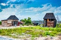 Mahahual, Mexico - November 21, 2010. Houses in village near to mangroves area destroyed by hurricane