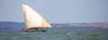 Large image of a dhow sailing in coastal waters