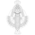Mahalakshmi Devi Detailed Line Art Illustration, Detailed black and white line art illustration of Mahalakshmi Devi, the Hindu Royalty Free Stock Photo