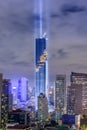 Mahanakhon Building light show of Bangkok, Thailand., Night of l