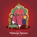Maharaja Agrasen Jayanti poster, Agrasen illustration banner, vector