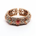 Maharaja Inspired Red And Yellow Gold Bracelet With Ornate Architectural Accents