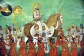 Maharana Fateh Singhji riding with his colleagues in miniature painting