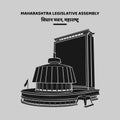 Maharashtra Legislative Assembly building vector icon with black color