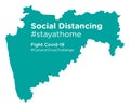 Maharashtra map with Social Distancing stayathome tag