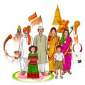 Maharashtrian family showing culture of Maharashtra, India Royalty Free Stock Photo