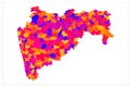 Maharastra state india Tahasil Map on various pink , blue , red and yellow illustration on white background