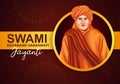 Swami Dayananda Saraswati remembering the founder of the Arya Samaj Jayanti banner design Royalty Free Stock Photo