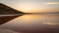 Sunset over the coast of Maharloo pink lake, Shiraz, Iran