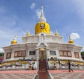 MAHASARAKHAM THAILAND - JULY8,2017 : thai buddhist praying around Prathat Nadun pagoda most important buddhism place in