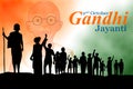 Mahatma Gandhi Bapu or Father of Nation and national hero of India for 2nd October Gandhi Jayanti background Royalty Free Stock Photo