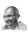 Mahatma Gandhi cut from 10 Indian rupee on transparent background