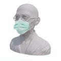 Mahatma Gandhi sculpture with surgeon mask