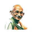 Mahatma Gandhi smiling cartoon illustration in Indian flag colors in white background