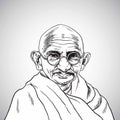 Mahatma Gandhi. Vector Portrait Drawing Illustration. October 31, 2017