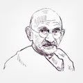 Mahatma Gandhi vector sketch portrait isolated Royalty Free Stock Photo