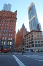 Manhattan old houses and sky-scrapers. New York City, USA Royalty Free Stock Photo