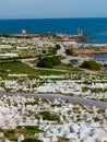 Mahdia Islamic Cemetery, seen from the fort towards the Mediterranean Sea