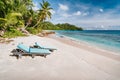 Mahe Island, Seychelles. Holiday vocation on the beautiful exotic Anse intendance tropical beach. Ocean wave rolling Royalty Free Stock Photo
