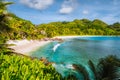 Mahe Island, Seychelles. Holiday vocation on the beautiful exotic Anse intendance tropical beach. Ocean wave rolling Royalty Free Stock Photo