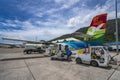 MAHE, SEYCHELLES - OCTOBER 4, 2018: Air Seychelles Plane at Mahe airport in Seychelles. Air Seychelles operates 160 domestic