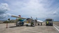 MAHE, SEYCHELLES - OCTOBER 4, 2018: Air Seychelles Plane at Mahe airport in Seychelles. Air Seychelles operates 160 domestic