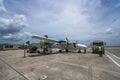 MAHE, SEYCHELLES - OCTOBER 4, 2018: Air Seychelles Plane at Mahe airport in Seychelles. Air Seychelles operates 160 domestic