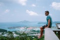 Mahe Seychelles, Panoramic view of the coastline of the Seychelles Islands and Eden Island from Victoria viewpoint, Mahe Royalty Free Stock Photo