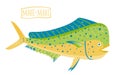 Mahi-mahi, vector cartoon illustration