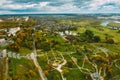 Mahiliou, Belarus. Mogilev Cityscape With Famous Landmark St. Nicholas Monastery. Aerial View Of Skyline In Autumn Day