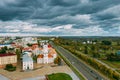 Mahiliou, Belarus. Mogilev Cityscape With Famous Landmark - 17th-century Town Hall. Aerial View Of Skyline In Autumn Day