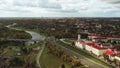 Mahiliou, Belarus. Mogilev Cityscape With Famous Landmark - 17th-century Town Hall. Aerial View Of Skyline In Autumn Day